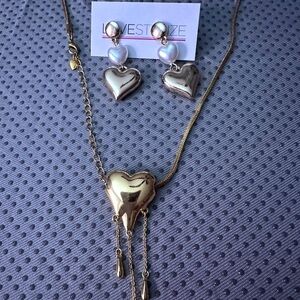 Gold and Pearl Heart Jewelry Set